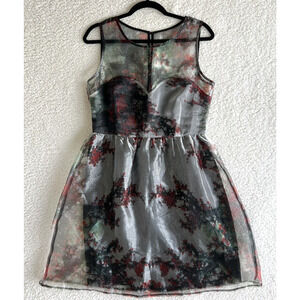 Iska London Women Sheer Overlay Dress Sz 8 Gray Mini Lined Cocktail Sleeveless